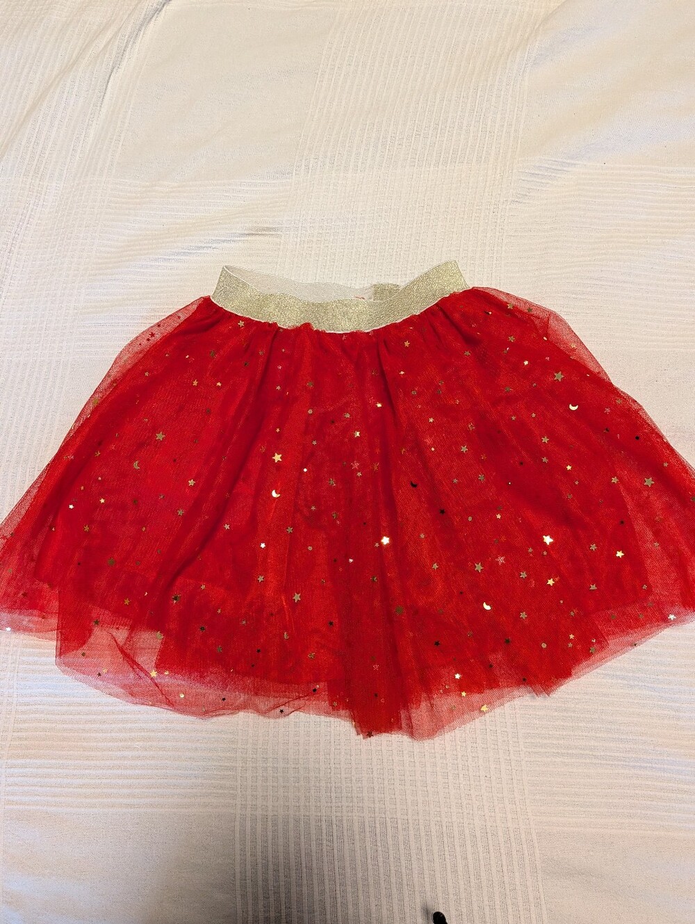 Kids Red Tulle Skirt with Gold Accents